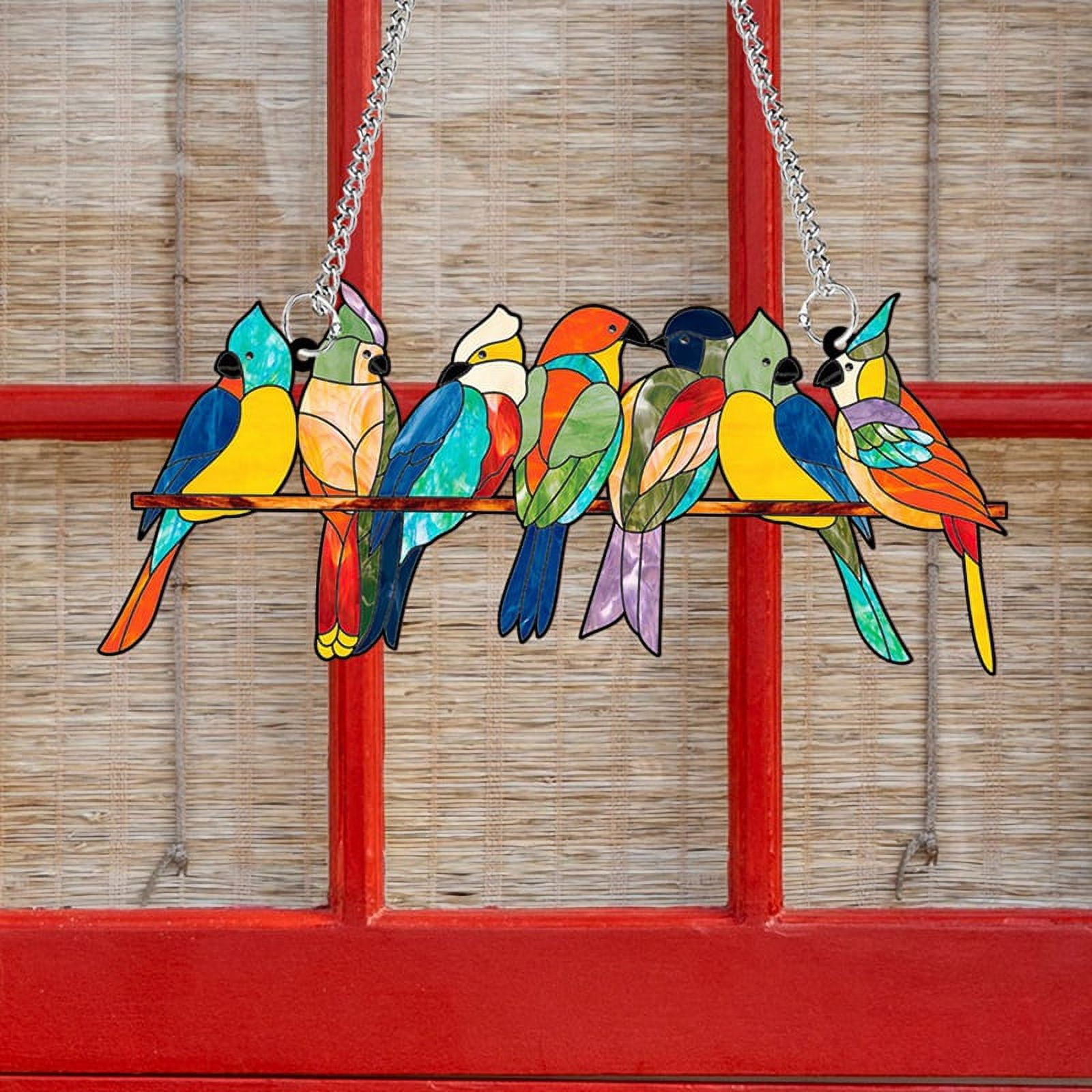 multicolor-stained-birds-window-hangings-ornament-acrylic-suncatcher