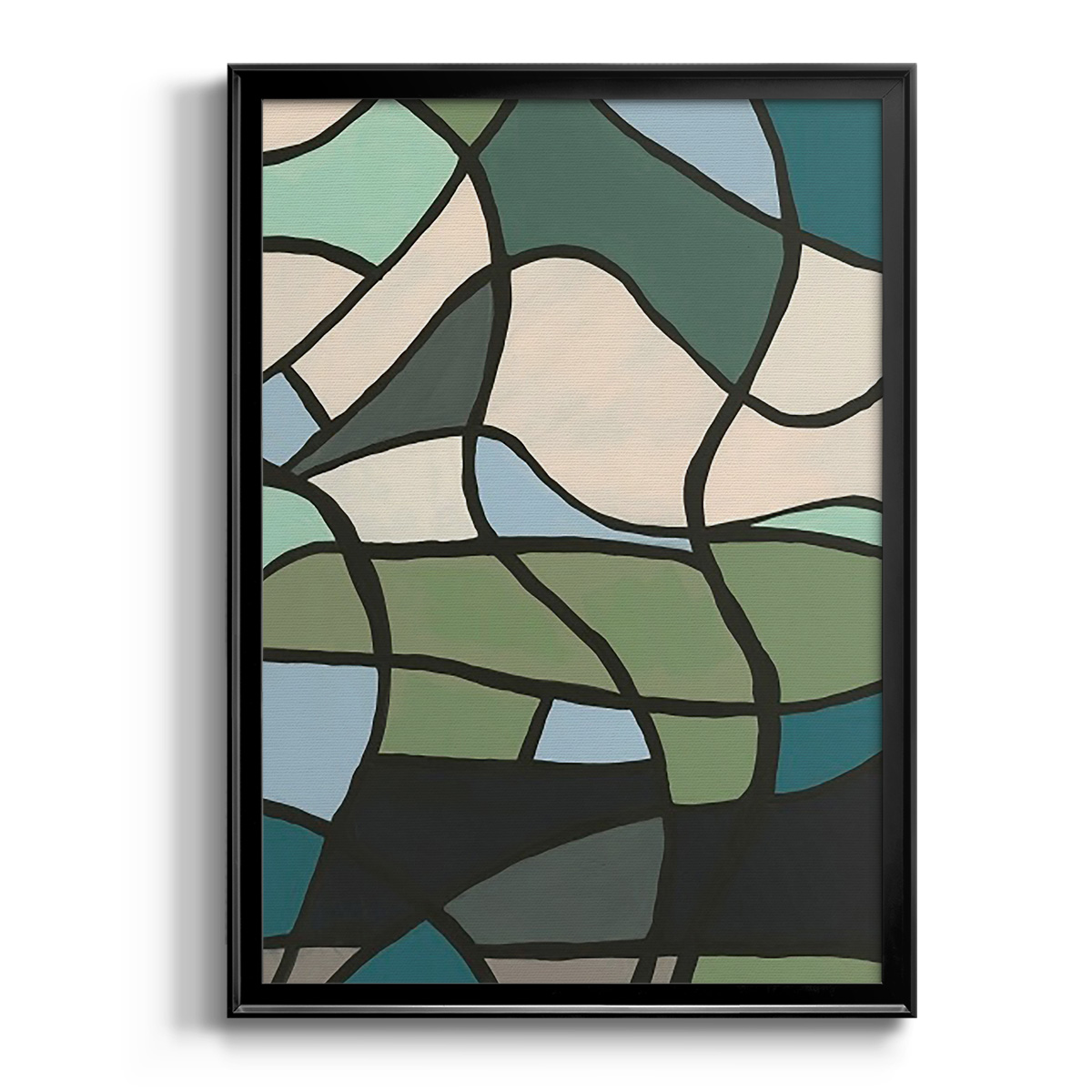 Multicolor Stained Glass II Premium Framed Print, in Gold, Black, or Silver - Ready to Hang