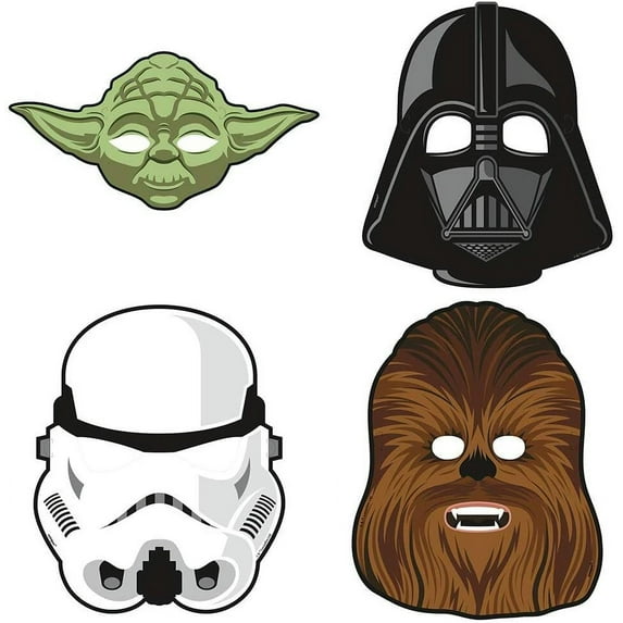 Multicolor Star Wars Classic Party Masks 8 Count - Iconic & Eco-Friendly Material, Perfect for Epic Themed Parties & Galactic Celebrations