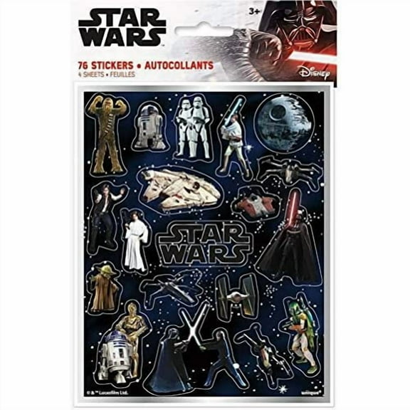 Multicolor Star Wars Classic Sticker Sheets 4 Count - Perfect for Epic Themed Parties & Galactic Celebrations