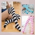 thumbnail image 1 of Multicolor Stockings 3PCS Women Knee High Socks Striped Women's Long Socks Harajuku Thigh High Socks for Girls Plus Size Stockings, 1 of 6