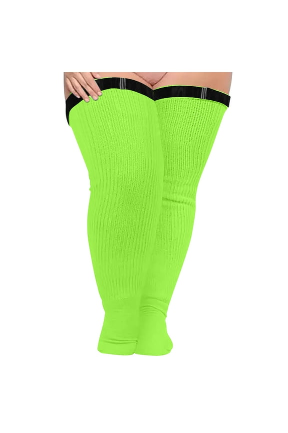 Multicolor Stockings Women Soild Plus Size Over Knee Cotton Socks Extra Long Extra Thick Thigh Socks Tall Socks with Elastic No Slip Belt