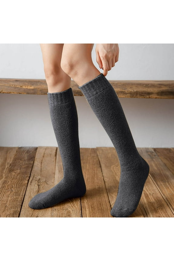 Multicolor Stockings Woolen Calf Socks Womens Autumn and Winter Stockings with Extra Thick Wool Ring for Warmth and Knee
