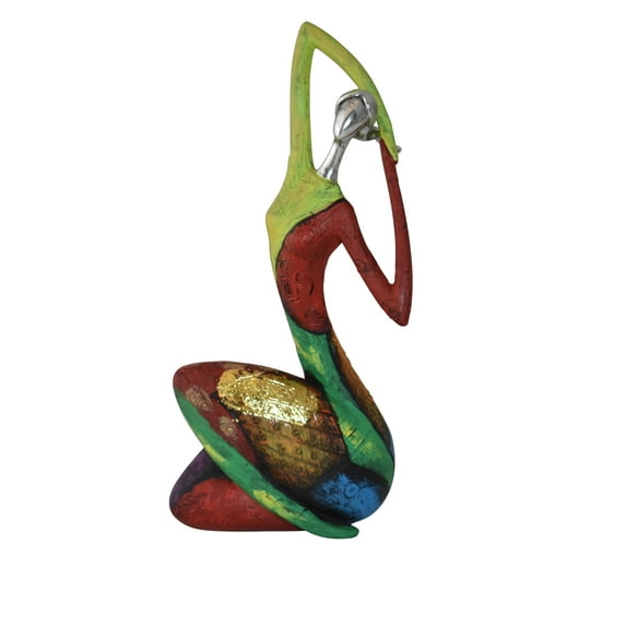 Multicolor Stretching Woman Resin Statue Size: 5" x 4" x 10"H