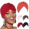 thumbnail image 1 of Multicolor Stretchy Turban Caps for Women Polyester African Turban Pre-Knotted Beanie Headwraps Hair Covers One Size, 1 of 4