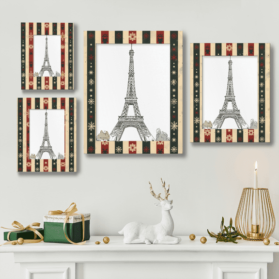 Multicolor Strip Bauble Star Picture Frame 11x14in,for Tabletop & Wall,Family Christmas Home Decor Gift