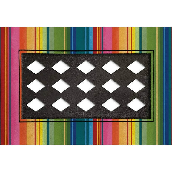 Multicolor Stripe Flocked Sassafras Mat Tray