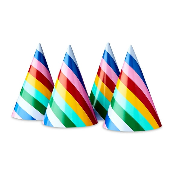 Multicolor Striped Party Hats, 4 Count, by Way To Celebrate