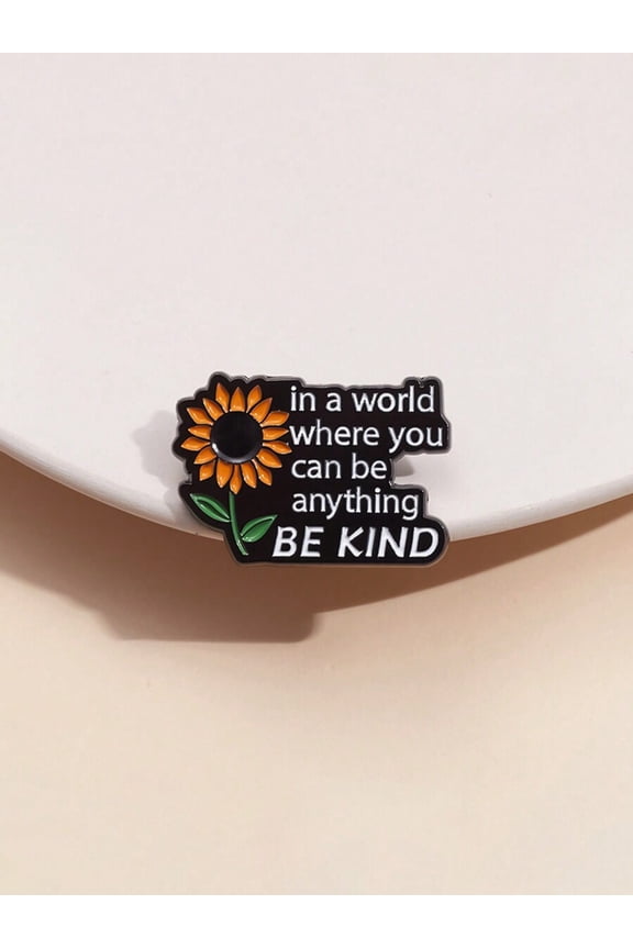 Multicolor Sunflower Enamel Pin With Kindness Quote Brooch