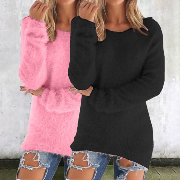 Multicolor Sweaters for Women's Fashionable Long Sleeve Pullovers Loose Fuzzy Jumper Sweater Womens Fall Fashion 2025