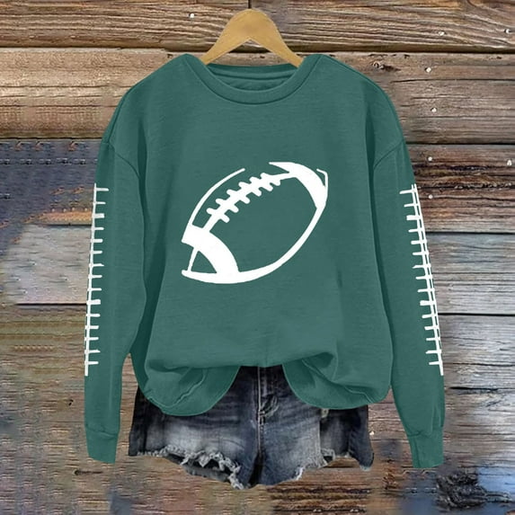 Multicolor Sweatshirt for Women Football Funny Sweatshirt for Women Graphic Print Sunday Casual Long Sleeve Crewneck 2025 Fall Pullover Women Fall Clothes