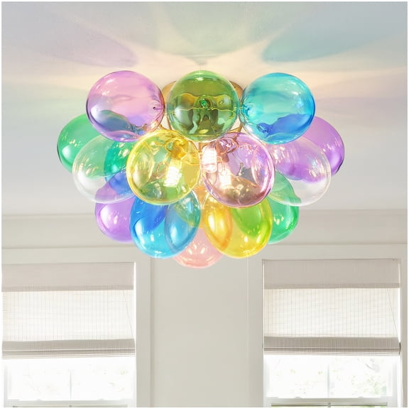 Multicolor Swirled Glass Bubble Ceiling Light 15 Inch 3 Light Fixture for Bedroom Study and Dining Spaces