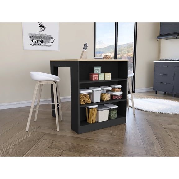 Multicolor Table with Three Shelves - Used in Kitchen Dining Space