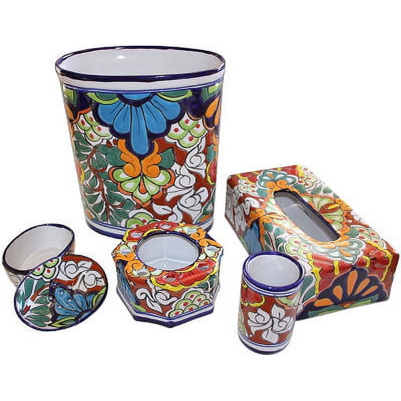 Multicolor Talavera Ceramic Bathroom Set
