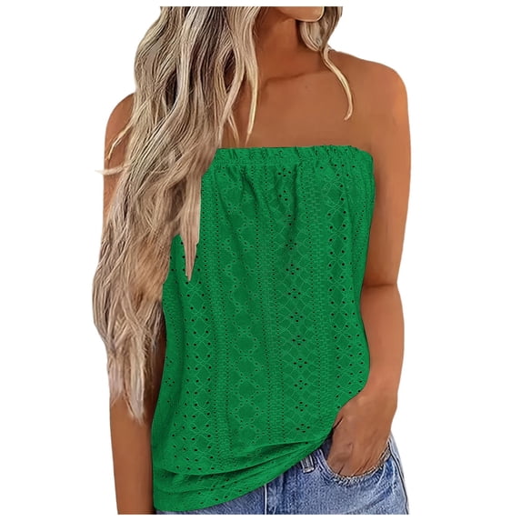 Multicolor Tank Tops for Women Bandeau Sleeveless Tops Sexy Stretch Tube Top Off Shoulder Top Casual Beach Strapless Top Party Loose Backless Top on Sale