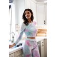 thumbnail image 1 of Multicolor Tie-Dye Velvet Cropped Long Sleeve Top & Shorts Set, 1 of 5