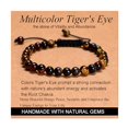 thumbnail image 1 of Multicolor Tiger's Eye s- Vitality and Abundance - Handmade Yoga Natural Stone Crystal Healing Power Energy Gifts for Unisex Adult Bracelet Macrame Adjustable, 1 of 2