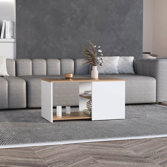 Multicolor Touch, Two Inner Shelves - Rectangular Coffee Table for Living Area