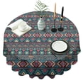 thumbnail image 1 of Multicolor Triangular and Diamond Shaped Geometric Boho Round Tablecloth 60"x60",Wrinkle Wipeable Table Cloth for Kitchen Dining Room Picnic Patio Party, 1 of 6