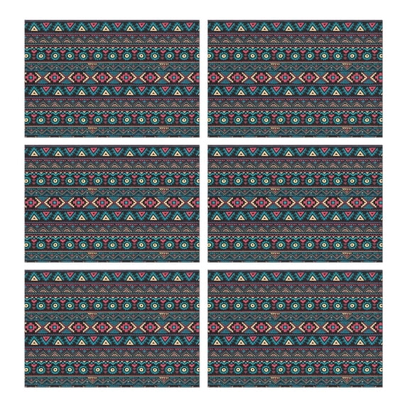 Multicolor Triangular and Diamond Shaped Geometric Boho Summer Placemats Table Placemats Set Of 6-Linen Kitchen Washable Placemats Table Mats 11.8"x17.7" Non-Slip Heat Resistant
