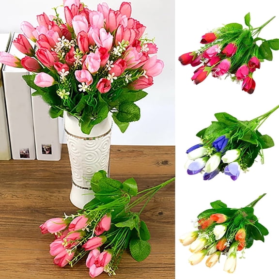 Multicolor Tulips Artificial Flowers Bulk for Decoration Real Touch Faux Fake Tulips Flower Arrangement Bouquet Tulipanes for Wedding Bridal Spring Garden Home Aesthetic Decor,13.78in