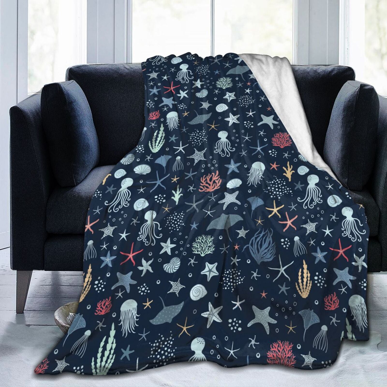 Multicolor Under The Sea Life Throw Blanket Soft Cozy Warm Durable ...