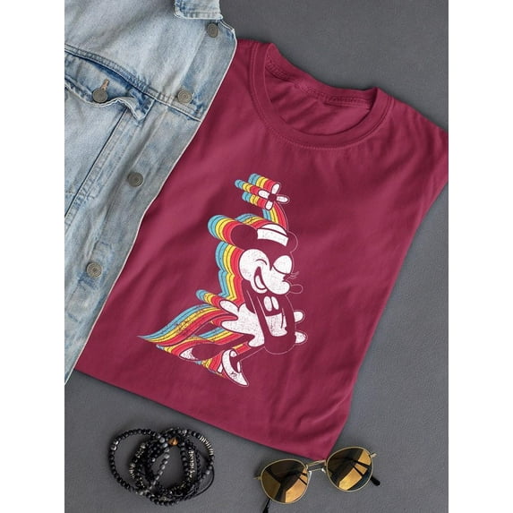 Multicolor Vintage Cartoon T-shirt Color Women's -SmartPrintsInk Designs