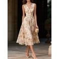 thumbnail image 1 of Multicolor Vintage Floral Chiffon Midi Dress, Sleeveless V-Neck A-Line Flared Hem For Women Summer, 1 of 4