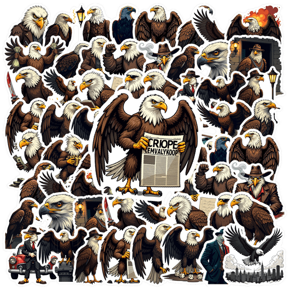 Multicolor Vinyl Eagle Stickers Waterproof Detective Bald Eagle Stickers for Notebooks Laptops Instruments