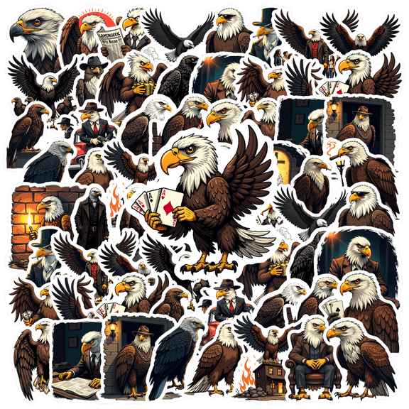 Multicolor Vinyl Eagle Stickers Waterproof Detective Bald Eagle Stickers for Notebooks Laptops Instruments