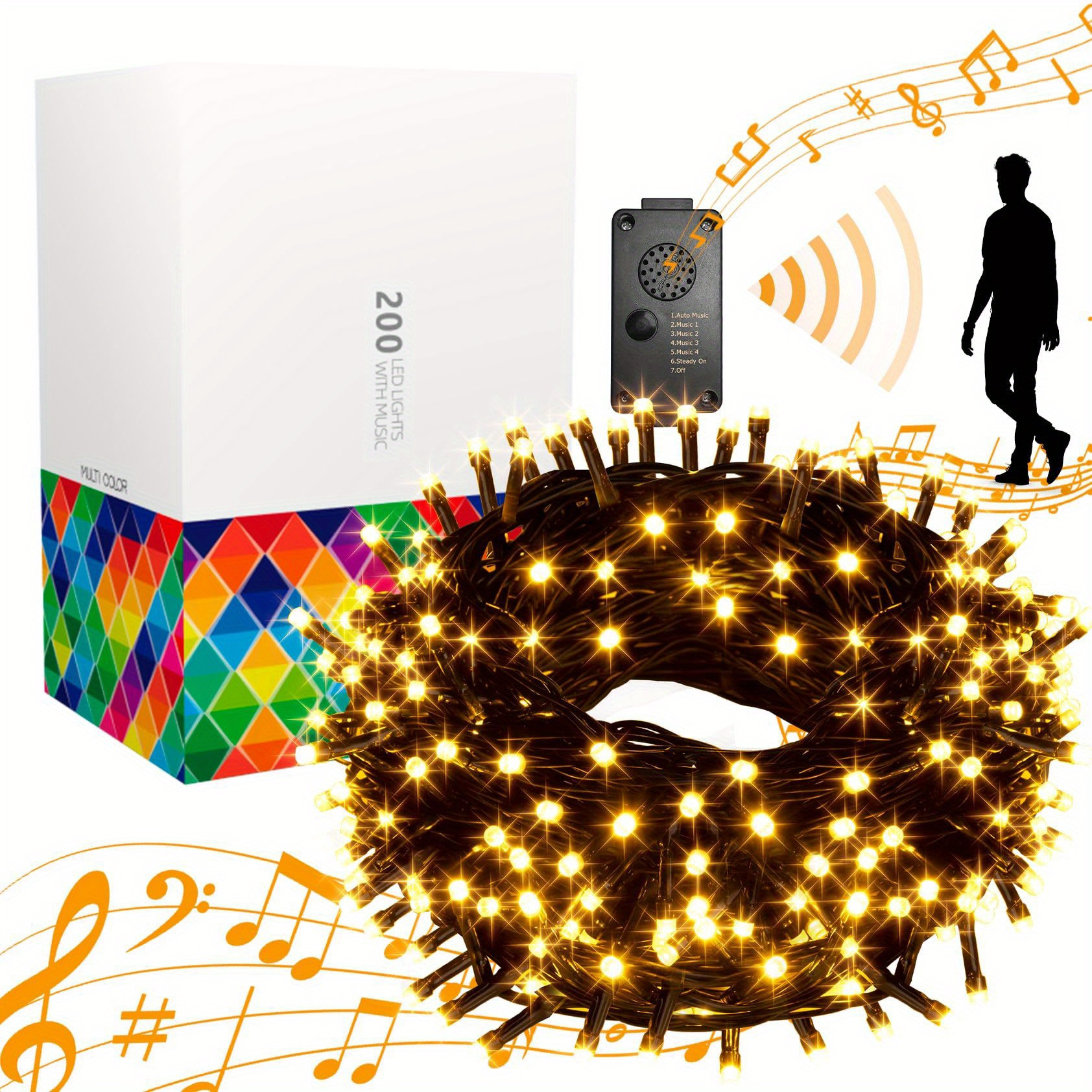 Christmas Tree Sensor Multicolor or Warm White Christmas Lights Outdoor 82ft 200 LT with ...