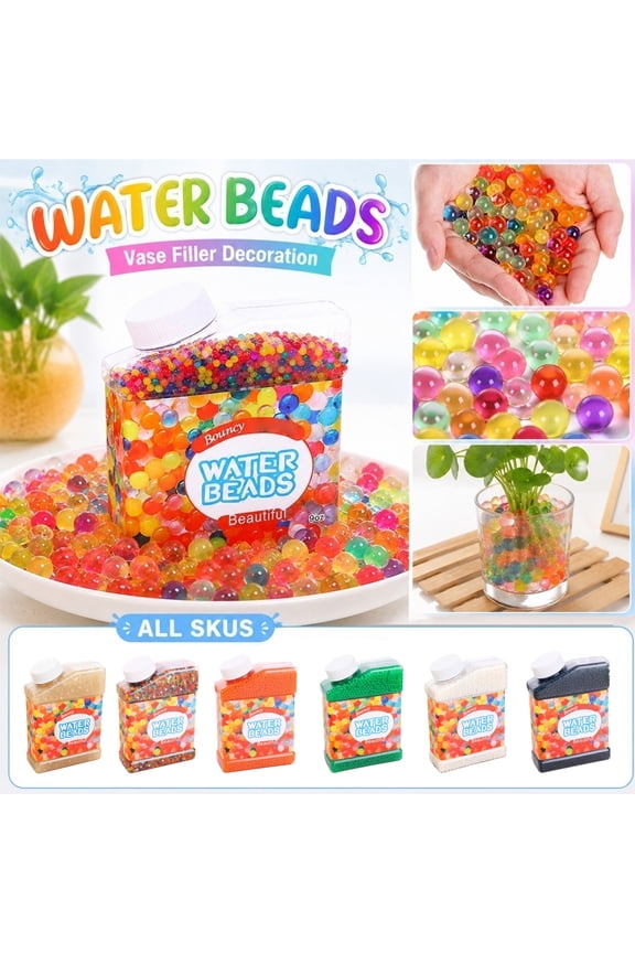 Multicolor Water Gel Beads Vase Filler, 50000 Count Expandable Hydrogel Crystal Beads, Reusable Transparent Water Pearls for Floral Arrangement Wedding Party Home Table Centerpiece Decor