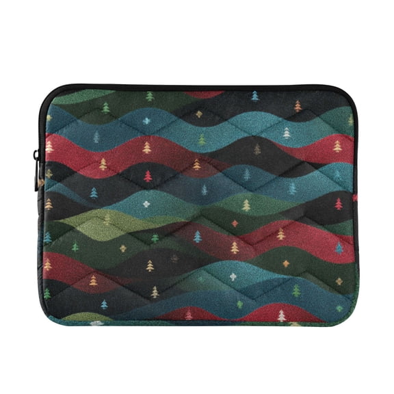 Multicolor Wave Christmas Trees Quilted Laptop Protective Cases Computer Sleeves Tablet Bags Briefcases M