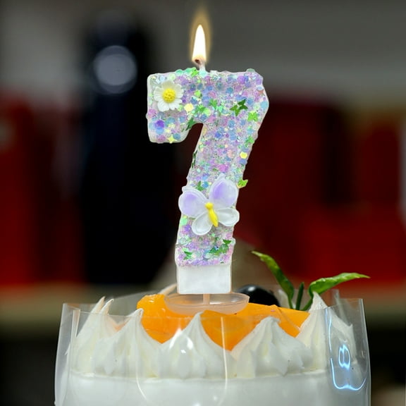 Multicolor Wax Number Candles for Birthday Cake Decorations - Digital Floral Design with Stand for Celebrations - Safe Burning for Parties, Restaurants, and Special Events