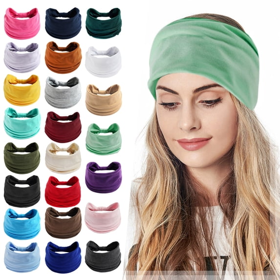 Multicolor Wide Headbands for Women Non Slip Fabric Soft Hair Wraps African Head Scarf Fashion Turban Hairband Large Scarf Headband For Women’s Hair Accessories One Size