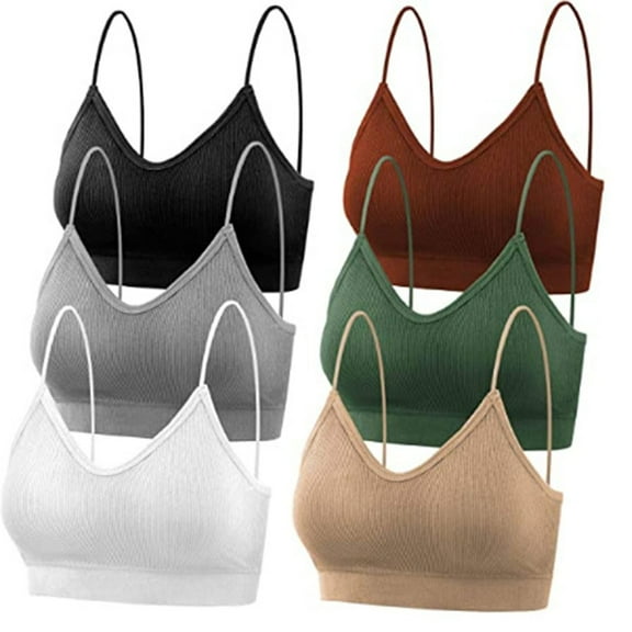 Multicolor Wireless Bras for Women 6 Pieces V-Neck Bra Seamless Padded Camisole Bandeau Sports Bra Sleep Bra