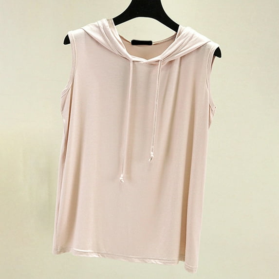 Multicolor Womens Blouses Women's Summer Sleeveless Hooded Tank Top T Shirt for Athletic Relaxed Breathable Ladies Tops and Blouses
