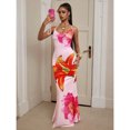 thumbnail image 1 of Multicolor Womens Deep V Floral Print Fitted Backless Maxi Dress With Spaghetti Straps For Summer Party Or Vacation, 1 of 8
