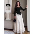 thumbnail image 1 of Multicolor Womens Elegant Black and White Lace Maxi Dress with Square, 1 of 10