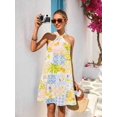 thumbnail image 1 of Multicolor Womens Halter Neck Allover Print A-Line Mini Sundress For Summer Beach Vacation & Casual Outing, 1 of 8