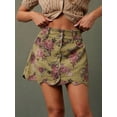 thumbnail image 1 of Multicolor Womens High-Waist Scalloped Button-Front A-Line Denim Mini Skirt, 1 of 30