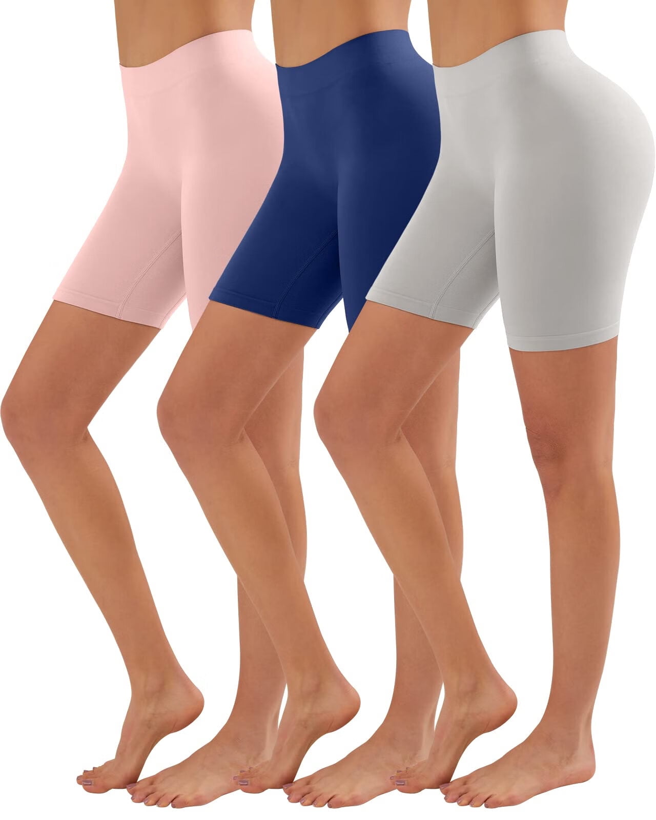 Multicolor Womens Slip Shorts for Under Dresses,Seamless Stretchy Buttlift  Panties,Soft Mid-Thigh Anti-ChafingUnderwear Shorts for Yoga/Bike/Workout-3  Pack 