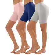 Multicolor Womens Slip Shorts for Under Dresses,Seamless Stretchy Buttlift Panties,Soft Mid-Thigh Anti-ChafingUnderwear Shorts for Yoga/Bike/Workout-3 Pack