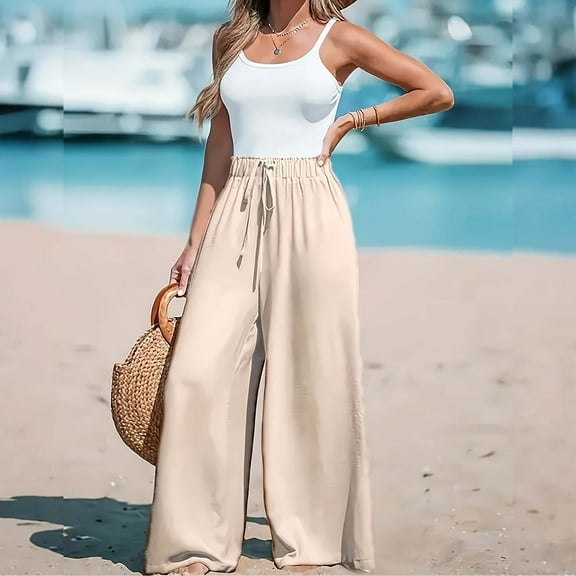 Multicolor Womens Sweatpants Women's Solid Color Wide Leg Loose High Waist Trousers Casual Pants Women