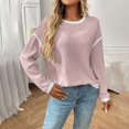 thumbnail image 1 of Multicolor Womens Sweatshirt Women's Casual Patchwork Contrast Color Long Sleeve Sweatshirt Fall Clothes for Women, 1 of 6