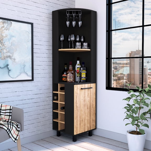 Multicolor bar cabinet with 8 - glass stemware rack - Enhance your home bar experience
