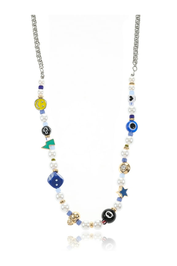 Men's Beaded Chain Necklace, Multicolor, 1 Pack