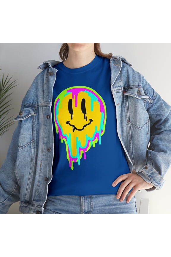 Multicolor smiley face emoji t shirt emoji graphic Unisex Heavy Cotton Tee