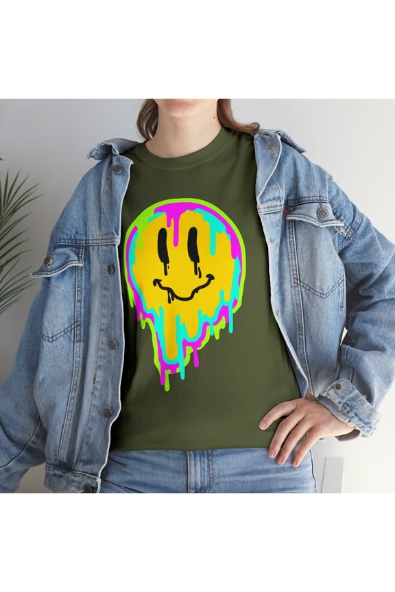 Multicolor smiley face emoji t shirt emoji graphic Unisex Heavy Cotton Tee