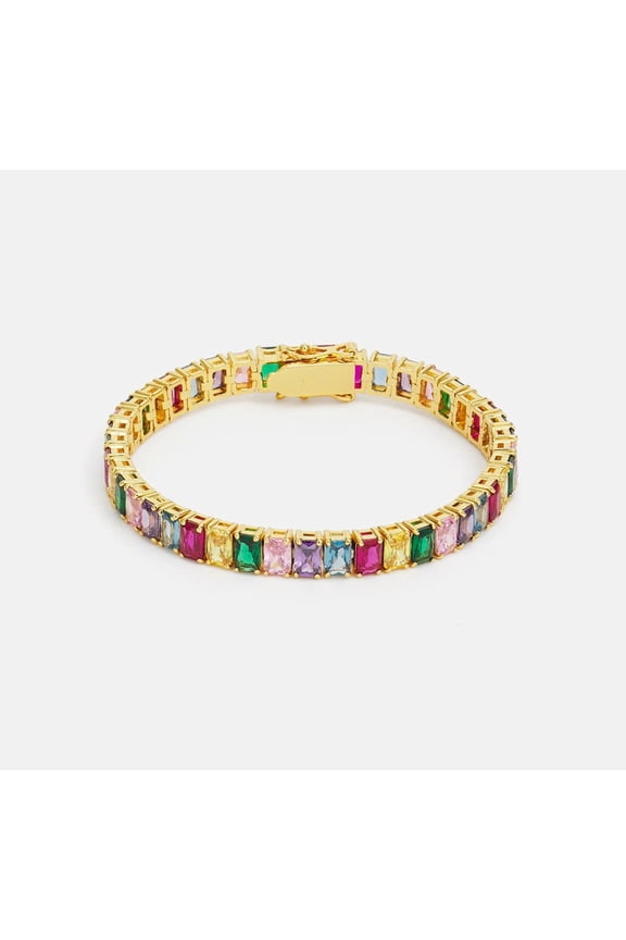 Multicolor tennis bracelet Dainty Tennis Bracelet ,rainbow tennis bracelet. Waterproof bracelet. Multicolor gemstone tennis bracelet.